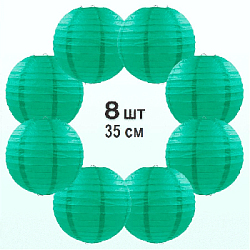 Комплект подвесные фонарики 35 см х 8 шт, изумрудный